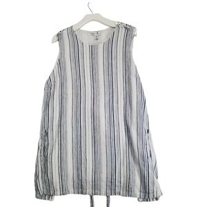 Neiman Marcus Striped Sleeveless Resort‎ Tunic Top Tie Back Summer Women Size XL